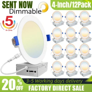 12Pack 4 Inch 5CCT Recessed Light with Night Light,Canless LED Recessed Lighting - Picture 1 of 21