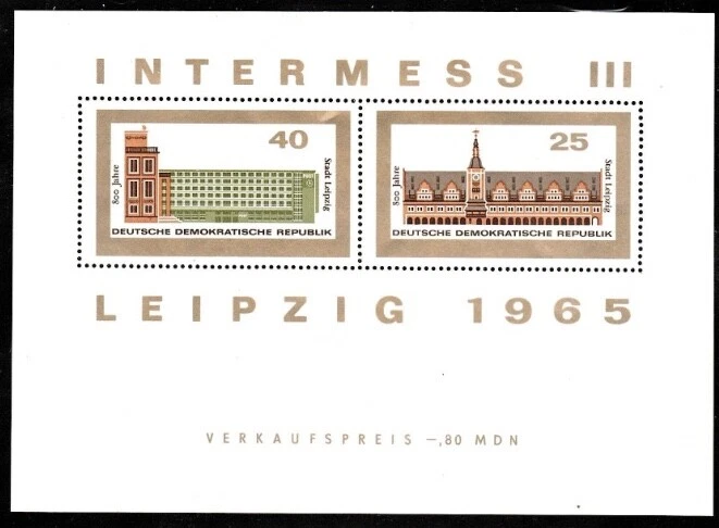 DDR #MiBl24 MNH S/S 1965 INTERMESS Leipzig Buildings [782a] - Image 1 of 1