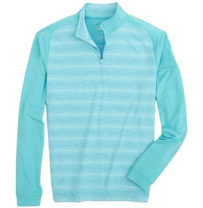 Johnnie-O Quarter Zip Mens XL Bert Pullover Baja Blue Striped Golf 1/4 NWT $128 - Picture 1 of 14