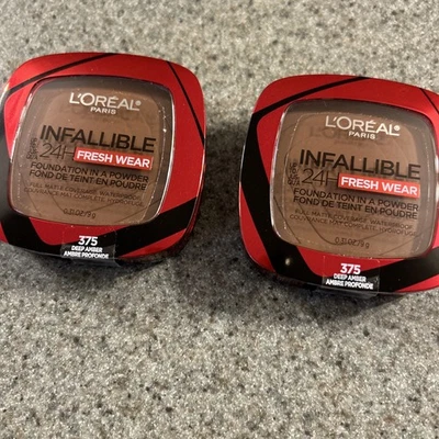 2  L'Oreal Infallible 24H Fresh Wear Foundation In A Powder #375 Deep Amber New - Image 1 of 4