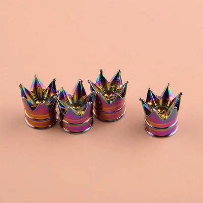 Set Multi Color Aluminum Crown Wheel Tire Valve Stem Cap Tyre Air Dust Cap - Image 1 of 4
