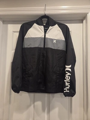 Chaqueta cortavientos Hurley grande para niños con capucha y bolsillos - ¡Como nueva! Foto 1 de 3