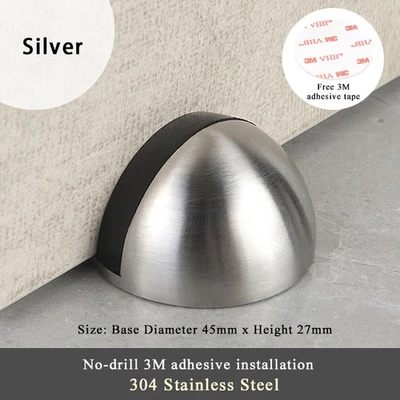Tope de puerta de acero inoxidable ovalado montado en la pared tope de puerta autoadhesivo Foto 1 de 4