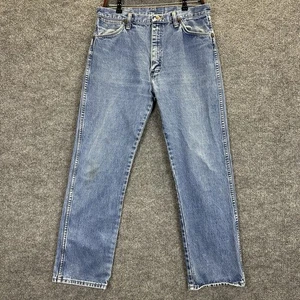 Vintage WRANGLER Jeans Men’s 34x32 Premium Denim Blue Western Straight Made USA - Picture 1 of 11