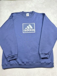 Adidas Sweatshirt Mens Extra Large Blue Crewneck Pullover Big Logo Vintage Style - Picture 1 of 12