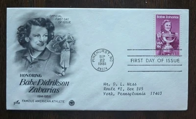 US FDC # 1932 Honoring Babe Didrikson Zaharias 1981. - Image 1 of 4