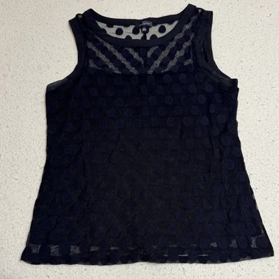 Top The Limited negro en negro Polk A Dot, cami transparente incorporado, grande, negocios Foto 1 de 4
