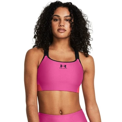 Sujetador deportivo alto Under Armour 1379195 HeatGear Armour para mujer, rosa, X-pequeño Foto 1 de 4