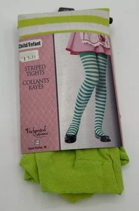 Enchanted Costumes Green White Striped Tights Halloween Costume Child M 8-10. - Picture 1 of 3