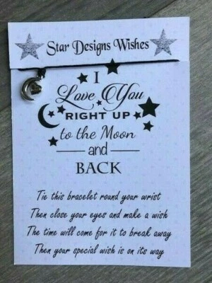 TE AMO A LA LUNA Y VUELTA pulseras de deseo familia, seres queridos, regalo, regalo Foto 1 de 4