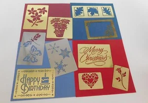 10 Brass Embossing Templates - Snowflakes, Merry Christmas, & More! - Picture 1 of 1