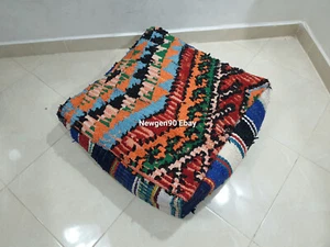 Moroccan Handmade Pouf Berber Colorful Beni Rug Floor Cushion Ottoman Footstool - Picture 1 of 12