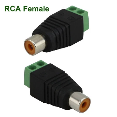 2x RCA Phono Female To Video AV Screw Audio Terminal Solderless Balun Connector - Image 1 of 4