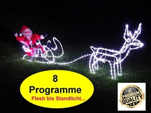 XXL LED RENTIER+SCHLITTEN+WEIHNACHTSMANN DELUXE SET MIT 8 PROGRAMME SANTA - Bild 1 von 9