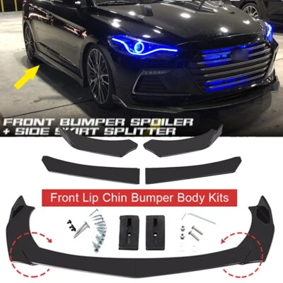 Glossy Black Front+Bumper Lip /Splitter /Spoiler For Hyundai - Image 1 of 4