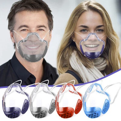 Plastic Safety Face Mouth Mask Shield Cover Filter Clear Transparent Protection - Image 1 of 4