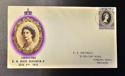 St Helena 1953 Queen Elizabeth II Coronation Illustrated FDC Beautiful Cachet  - Image 1 of 4