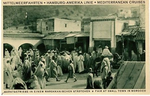 Hamburg America Line. Mediterranean Cruise postcard. Fair at Morocco. 1931. - Imagen 1 de 1