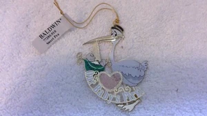 Baldwin Brass Co. 77380.010 "El primero de nuestro bebé" adorno latón acabado oro 24KT - Imagen 1 de 3