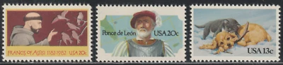 US 1982 SC# 2023, 2024, 2025 - Francis of Assisi - Ponce De Leon - M-NH Lot# 229 - Image 1 of 2