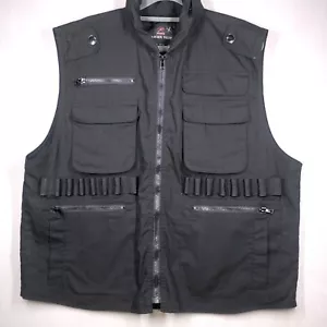 Rothco Black Ranger Vest Mens Large Tactical Hid Hood Full Zip Hunting Utility - Picture 1 of 8