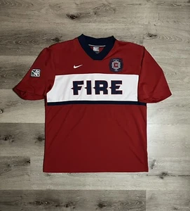 Vintage Nike Chicago Fire Jersey Soccer Kit Y2K Mens Sz Large MLS Made In USA - Picture 1 of 7