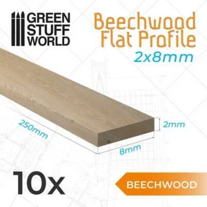 Green Stuff World 10893 Beechwood flat profile 8x250mm (SET 10pcs) - Photo 1 sur 1