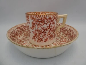 ANTIQUE SEAWEED / CORAL PATTERN MINTON PORCELAIN CUP SAUCER -THOS WEBB MELBOURNE - Picture 1 of 12