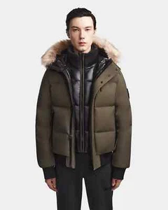 Designer $995 RUDSAK Men Quilted Mackage Down Removable Faux Fur Bomber Jacket S - Picture 1 of 9