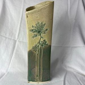 Vintage MCM Stoneware Pottery Vase TREES Brown 10.5" Tall Signed MKB Mid Century - Picture 1 of 11