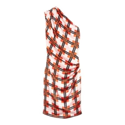 Vestido Thakoon Estampado a Cuadros Seda-Satén Un Hombro Talla 6 Hasta la Rodilla Foto 1 de 4
