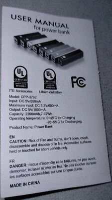  portable Universal Cell Phone power bank Model Cpp-3792 Lot Of  4  #486 - Image 1 of 4