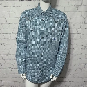 Tin Haul Herren 2XL Western Hemd Herren Druckknopf Türkis Geometrisch Neu mit Etikett NEU - Bild 1 von 6