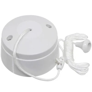 10 Amp Ceiling Pull Cord Light Switch 2 Way Bathroom Toilet Round White 10A - Picture 1 of 6