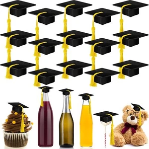 Qunclay 30 Pieces Mini Graduation Cap Black Hats with Gold Tassels Plastic Gr... - Picture 1 of 6
