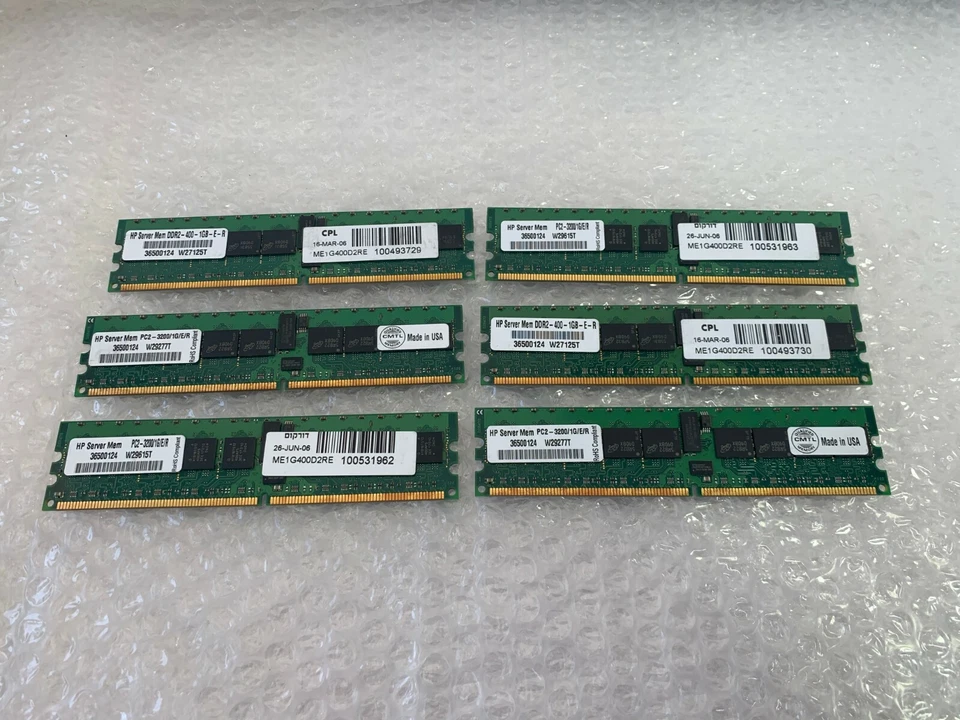 LOT 6 HP PC2–3200R-333  SDRAM MEMORY 36500124 W29277T SERVER MEM Used - Image 1 of 4