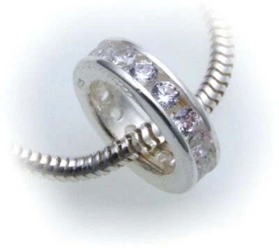 Colgante De Plata 925 Con Circonitas Para Pasar 10 Mm Anillo De Cuerda - Imagen 1 de 2