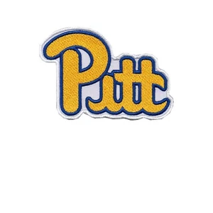 Pittsburgh - PITT SCRIPT GOLD embroidered patch - Wax Backed - 3 1/2" X 2 3/4" - Picture 1 of 2
