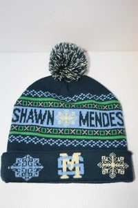 Shawn Mendes Singing Groupies! Winter Knit Beanie Hat from Show! Blue & Black - Picture 1 of 2
