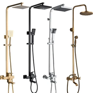 Bathroom Shower Faucet Set with Tub Spout 8“Rainfall Shower Fixture Wall Mounted - Picture 1 of 92