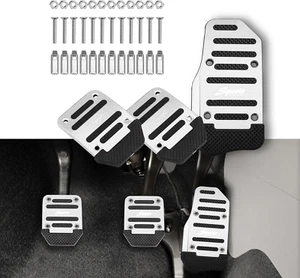 3PCS Pedaliera Auto Antiscivolo in Lega di Alluminio, Cambio Manuale Pedale Freno Cov - Foto 1 di 12
