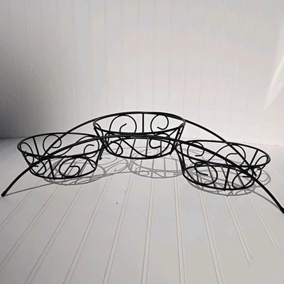 Metal Arch Plant Stand Fruit Basket Bread Bowl Black Decorative 3 Tier Serveware - Image 1 of 4
