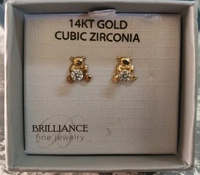Pendientes de oso de peluche de oro de 14 quilates Foto 1 de 2