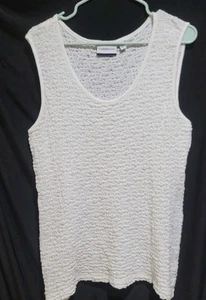 croft and barrow XL Stretch White Sleeveless Textured Tank Top - Picture 1 of 5