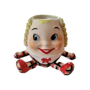 Vintage MCM Lefton Spaghettibesatz Humpty Dumpty Keramik Übertopf Figur Märchen - Bild 1 von 8