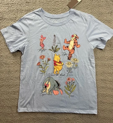 Disney Winnie the Pooh Shirt Womens Small Light Blue Graphic Tee Piglet Tigger - Image 1 of 4