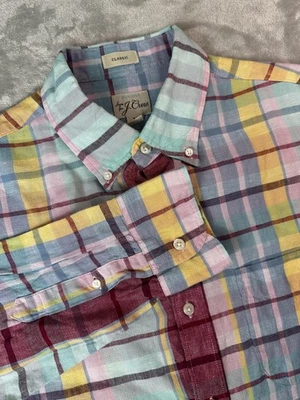 J.Crew Shirt Mens Medium Plaid Irish Linen Baird McNutt Classic Button Down - Image 1 of 4