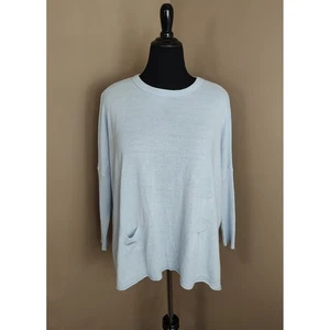 Mersea Women's Powder Blue Pullover Sweater w/ Pockets Knit Top - Picture 1 of 10