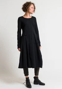 RUNDHOLZ BLACK STRETCH JERSEY COTTON BOHO DUNGAREE DRESS-XL - Picture 1 of 13