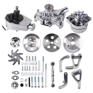 Engine Drive Pulley Set for Long Water Pump Applications 1958-1995 Chrome - Picture 1 of 9